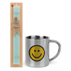 Easter Set, metallic thermal cup (300ml) & aromatic flat Easter candle (30cm) (TURQUOISE)