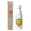 Easter Set, metallic Inox water bottle (700ml) & Easter scented flat candle (30cm) (GRAY)