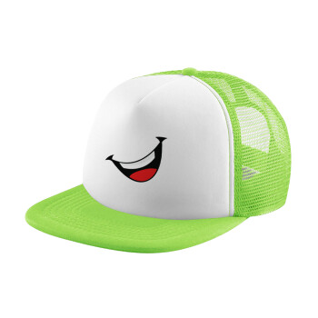 Φατσούλα γελάω!!!, Adult Soft Trucker Hat with Mesh GREEN/WHITE (POLYESTER, ADULT, ONE SIZE)