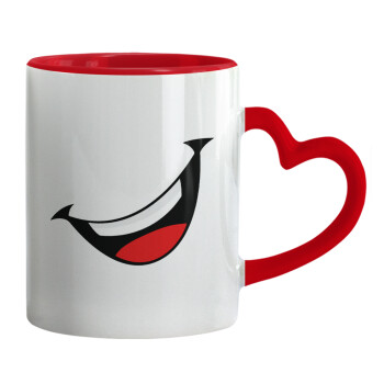 Φατσούλα γελάω!!!, Mug heart red handle, ceramic, 330ml