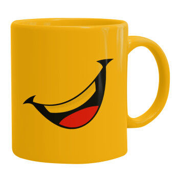 Φατσούλα γελάω!!!, Ceramic coffee mug yellow, 330ml (1pcs)