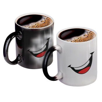 Φατσούλα γελάω!!!, Color changing magic Mug, ceramic, 330ml when adding hot liquid inside, the black colour desappears (1 pcs)