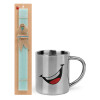 Easter Set, metallic thermal cup (300ml) & aromatic flat Easter candle (30cm) (TURQUOISE)