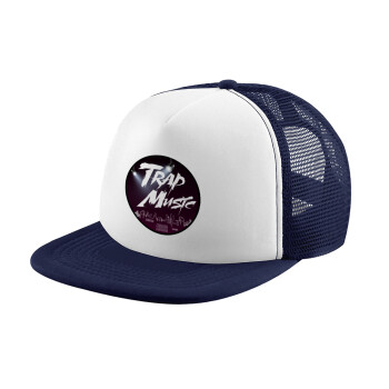 Trap music, Καπέλο Ενηλίκων Soft Trucker με Δίχτυ Dark Blue/White (POLYESTER, ΕΝΗΛΙΚΩΝ, UNISEX, ONE SIZE)