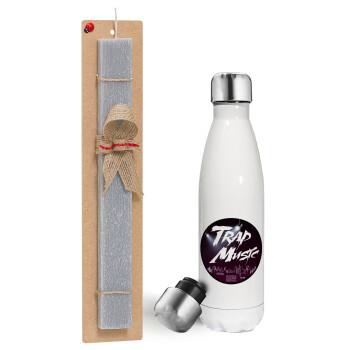 Trap music, Easter candle, metallic white thermos bottle (500ml) & aromatic flat candle (30cm) (GRAY)