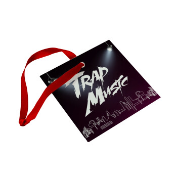 Trap music, Christmas ornament, glass square ornament 9x9cm