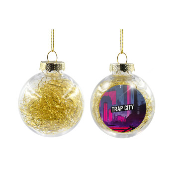 Trap city, Transparent Christmas tree ball ornament with gold filling 8cm