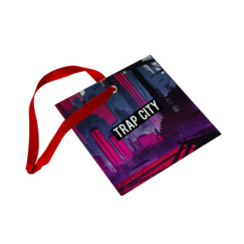 Trap city, Christmas ornament, glass square ornament 9x9cm