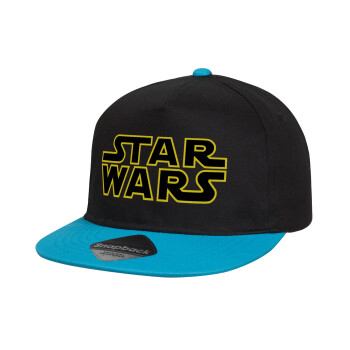 Star Wars, Child's Flat Snapback Hat, Black/Blue (100% COTTON, CHILD, UNISEX, ONE SIZE)