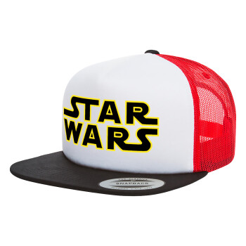 Star Wars, Adult Foam Flat Snapback with Mesh Black-White-Red (POLYESTER, ADULT, UNISEX, ONE SIZE)