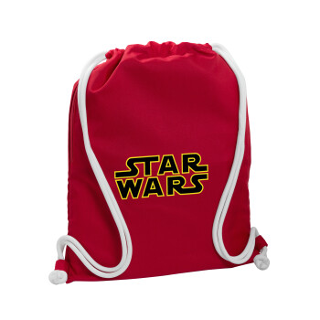 Star Wars, Backpack pouch GYMBAG Red, with pocket (40x48cm) & thick cords