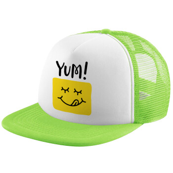 Yum!!!, Child's Soft Trucker Hat with Green/White Mesh (POLYESTER, CHILDREN'S, ONE SIZE)