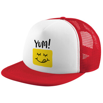 Yum!!!, Καπέλο Ενηλίκων Soft Trucker με Δίχτυ Red/White (POLYESTER, ΕΝΗΛΙΚΩΝ, UNISEX, ONE SIZE)