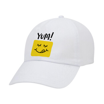 Yum!!!, Adult Baseball Cap White 5-panel (POLYESTER, ADULT, UNISEX, ONE SIZE)