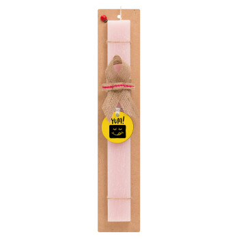 Yum!!!, Easter Set, wooden keychain & scented flat Easter candle (30cm) (PINK)