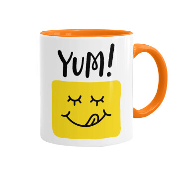 Yum!!!, Mug colored orange, ceramic, 330ml