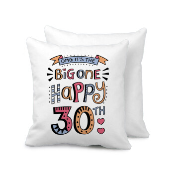 Big one Happy 30th, Sofa cushion 40x40cm includes filling