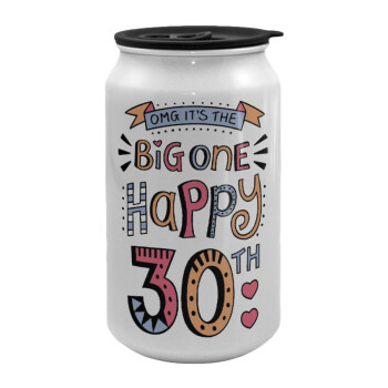 Big one Happy 30th, Κούπα ταξιδιού μεταλλική με καπάκι (tin-can) 500ml