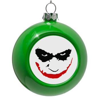 The joker smile, Green Christmas tree ornament bauble 8cm