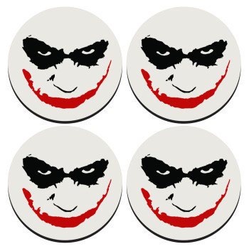 The joker smile, ΣΕΤ 4 Σουβέρ ξύλινα στρογγυλά (9cm)