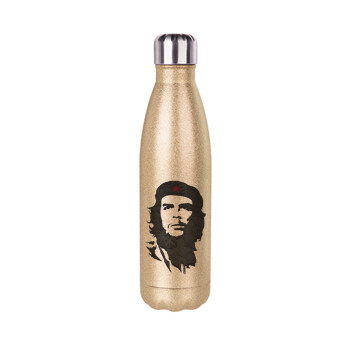 Che Guevara, Μεταλλικό παγούρι θερμός Glitter χρυσό (Stainless steel), διπλού τοιχώματος, 500ml