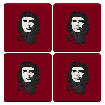Che Guevara, ΣΕΤ 4 Σουβέρ ξύλινα τετράγωνα (9cm)