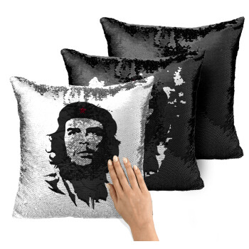 Che Guevara, Μαξιλάρι καναπέ Μαγικό Μαύρο με πούλιες 40x40cm περιέχεται το γέμισμα