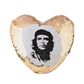 Che Guevara, Μαξιλάρι καναπέ καρδιά Μαγικό Χρυσό με πούλιες 40x40cm περιέχεται το  γέμισμα