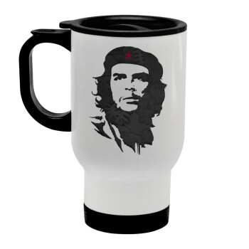 Che Guevara, Stainless steel travel mug with lid, double wall white 450ml