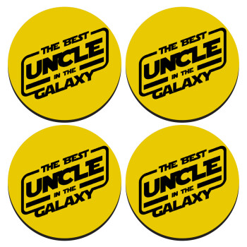 The Best UNCLE in the Galaxy, SET of 4 round wooden coasters (9cm)