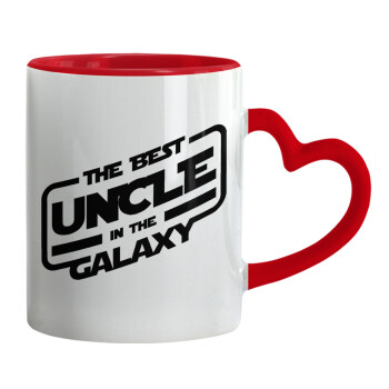 The Best UNCLE in the Galaxy, Mug heart red handle, ceramic, 330ml