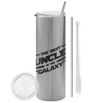 The Best UNCLE in the Galaxy, Tumbler stainless steel Silver 600ml, with metal straw & cleaning brush