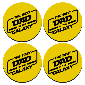 The Best DAD in the Galaxy, SET of 4 round wooden coasters (9cm)