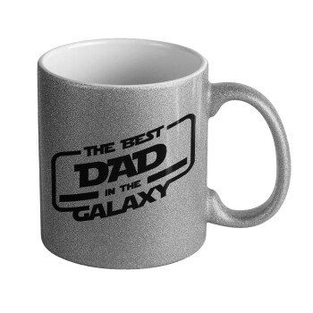 The Best DAD in the Galaxy, Κούπα Ασημένια Glitter που γυαλίζει, κεραμική, 330ml