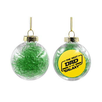 The Best DAD in the Galaxy, Transparent Christmas tree ball ornament with green filling 8cm