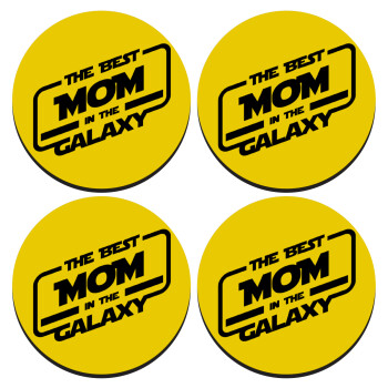 The Best MOM in the Galaxy, SET of 4 round wooden coasters (9cm)