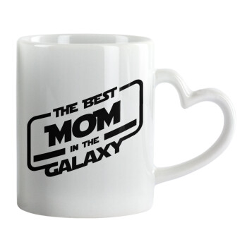 The Best MOM in the Galaxy, Κούπα καρδιά χερούλι λευκή, κεραμική, 330ml