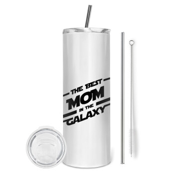 The Best MOM in the Galaxy, Eco friendly stainless steel tumbler 600ml, with metal straw & cleaning brush