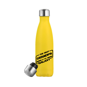 The Best GRANDPA in the Galaxy, Yellow Stainless Steel Metallic Thermos, double-walled, 500ml