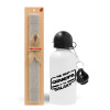 Easter Set, metallic aluminum water bottle (500ml) & aromatic flat Easter candle (30cm) (GRAY)