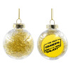 Transparent Christmas tree ball ornament with gold filling 8cm