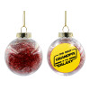 Transparent Christmas tree ball ornament with red filling 8cm