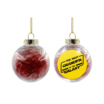 The Best GRANDPA in the Galaxy, Transparent Christmas tree ball ornament with red filling 8cm