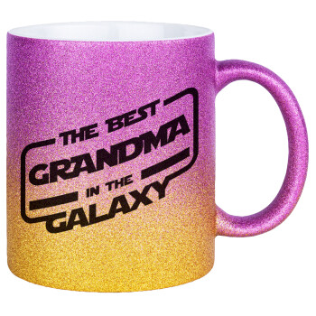 The Best GRANDMA in the Galaxy, Κούπα Χρυσή/Ροζ Glitter, κεραμική, 330ml