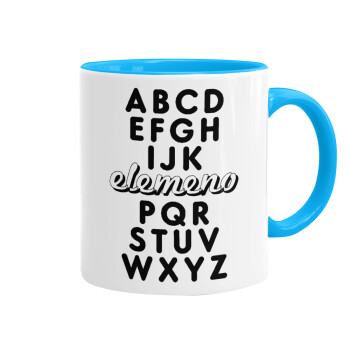 ABCD Elemeno Alphabet , Mug colored light blue, ceramic, 330ml