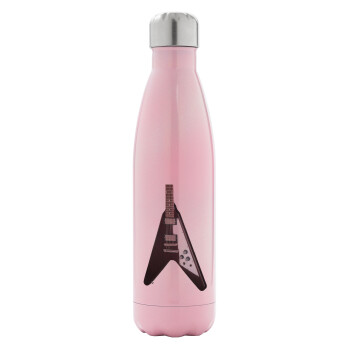 Guitar flying V, Metal mug thermos Pink Iridiscent (Stainless steel), double wall, 500ml
