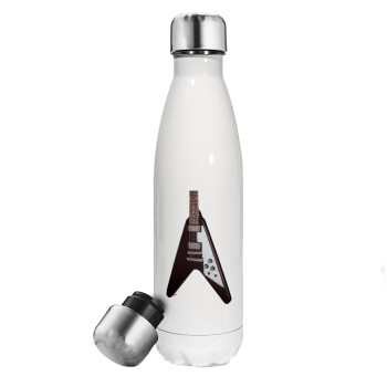 Guitar flying V, Metal mug thermos White (Stainless steel), double wall, 500ml