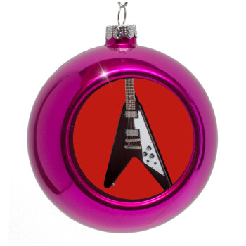 Guitar flying V, Purple Christmas tree ornament bauble 8cm