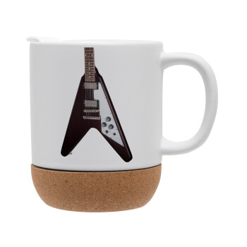 Guitar flying V, Ceramic coffee mug Cork (MAT), 330ml (1pcs)