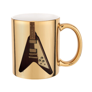 Guitar flying V, Mug ceramic, gold mirror, 330ml